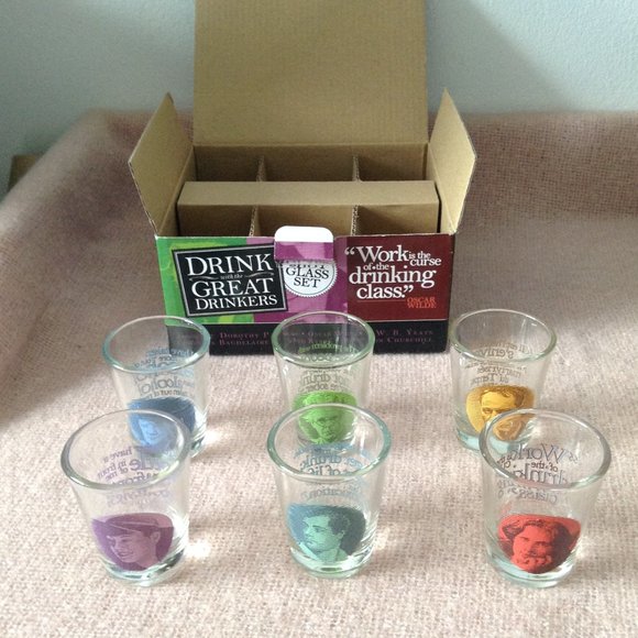 Drink with Great Drinkers Shot Glass Set **New in Box** - Picture 1 of 12
